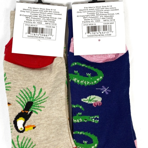 LeGale Men’s Socks fits size 8-12 Gators & Toucans - Picture 3 of 7